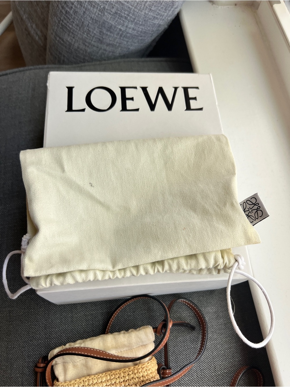 Loewe Natural Raffia Crossbody with Tan Leather Logo Patch - Picture 5 of 9
